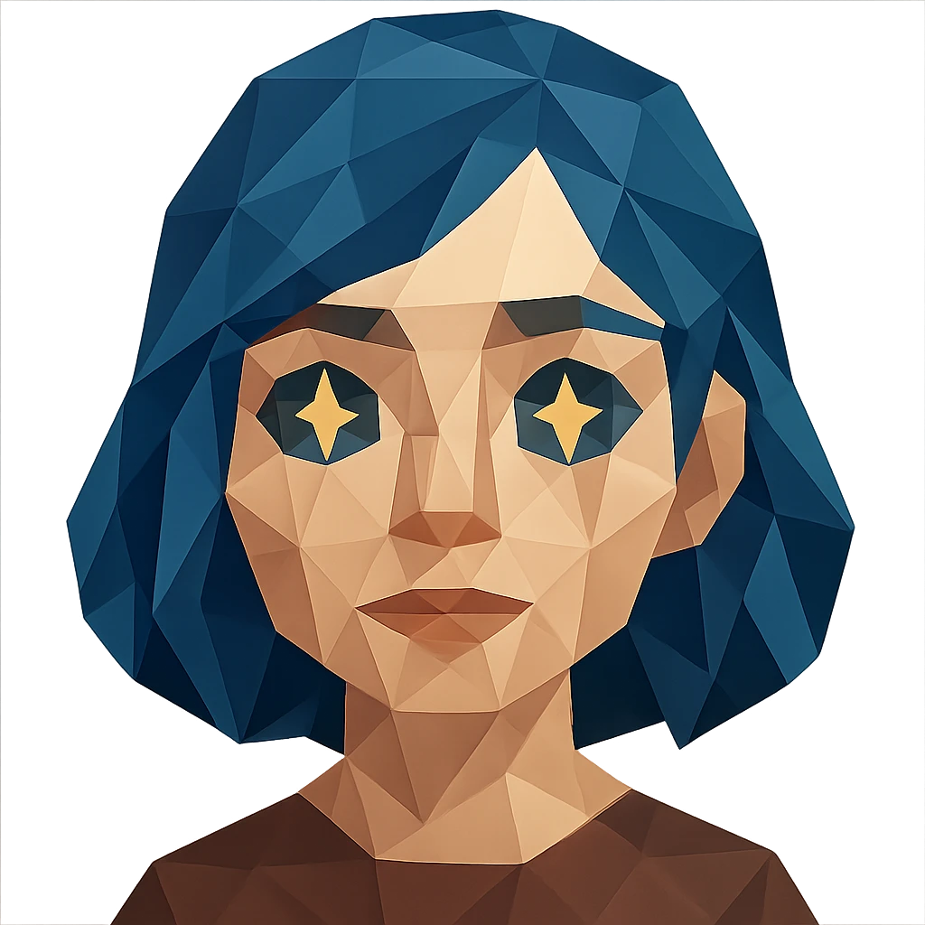 girl with blue hair and stars in her eyes emoji