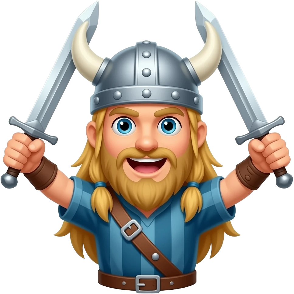 Blonde Viking cheering with swords emoji