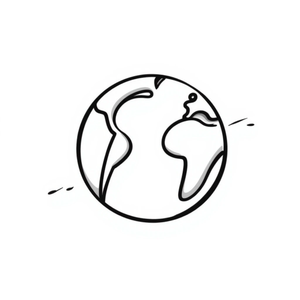 planet Earth, hand-drawn doodle style, simple lines, sketch emoji