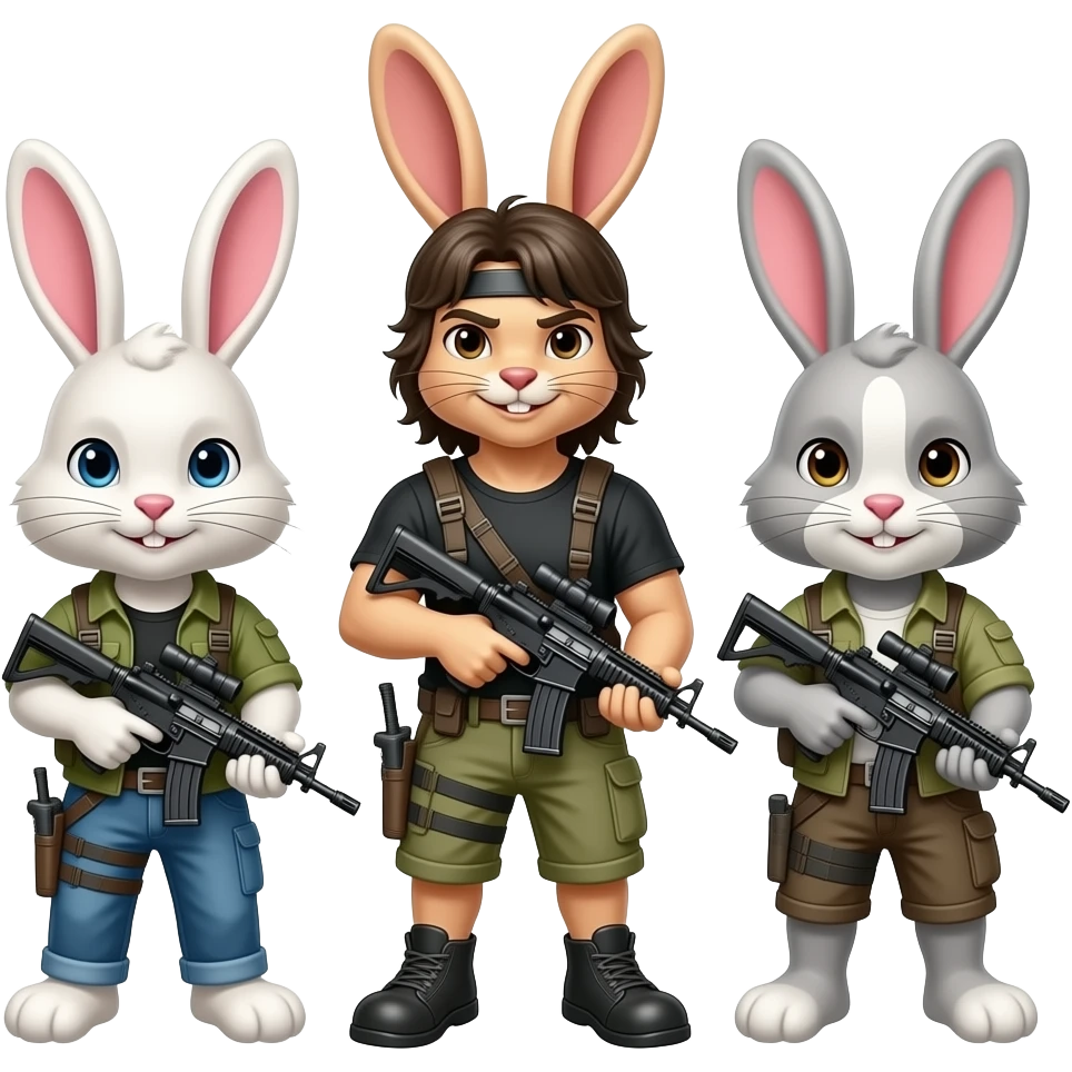 Rambo bunnies with guns emoji
