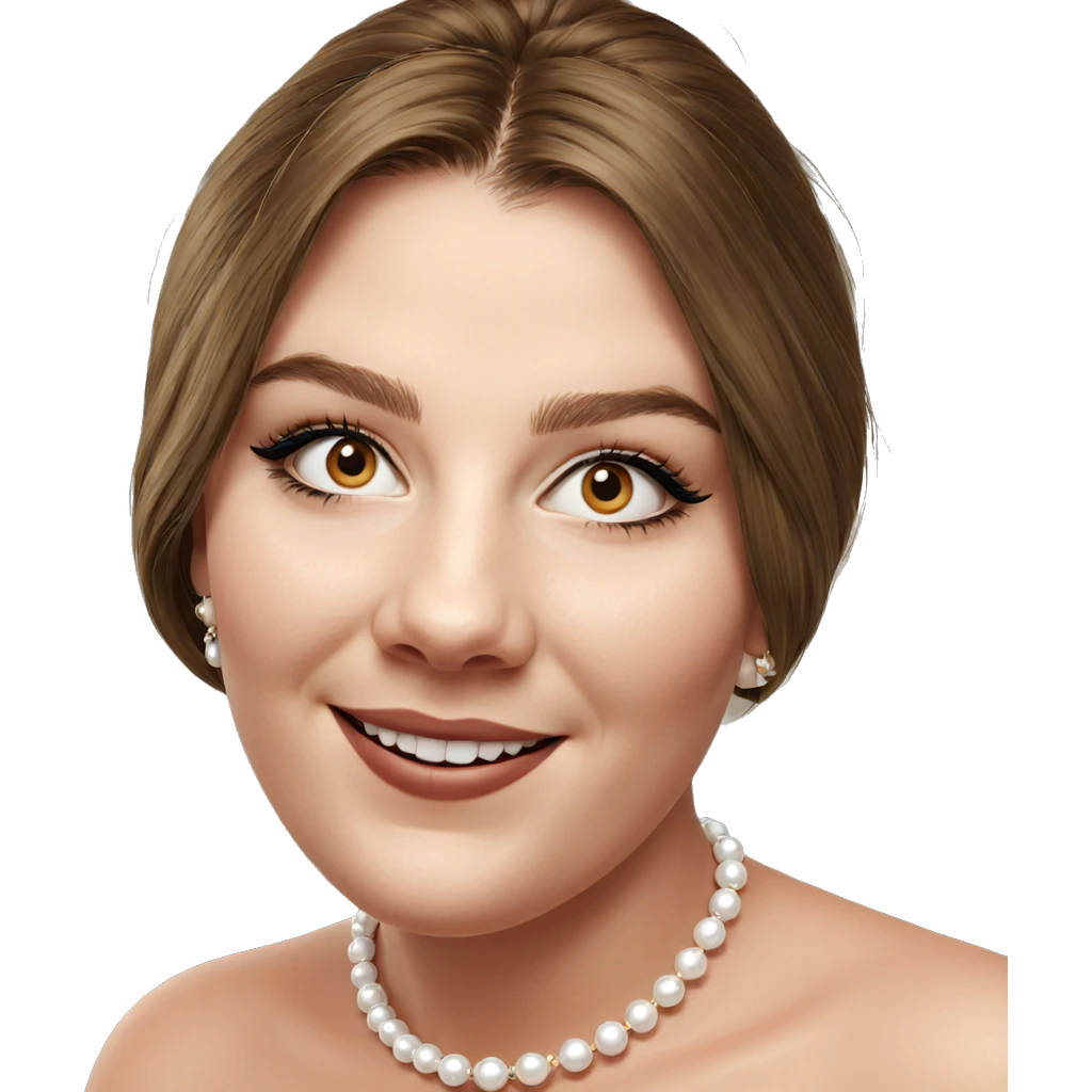 smiling girl with pearl necklace emoji