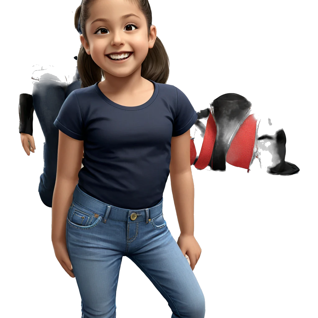 smiling girl in denim outfit emoji