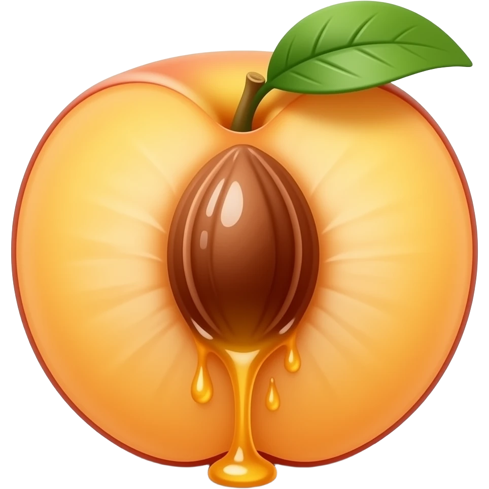 Honey dripping from inside a juicy peach emoji