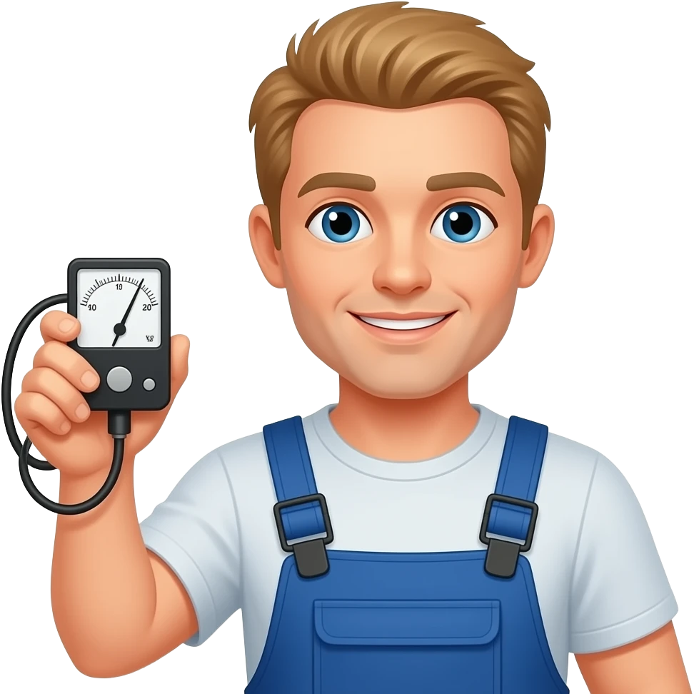 male electrician light hair with electrical meter emoji