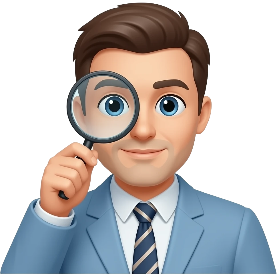 only guy find something, with magnify emoji