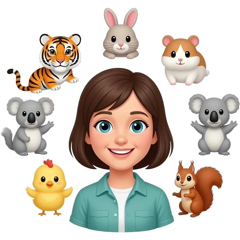 emoji yellow smiley in the center serounded in circle  🐯🐰🐹🐨🐥🐿 & K-Artists emoji