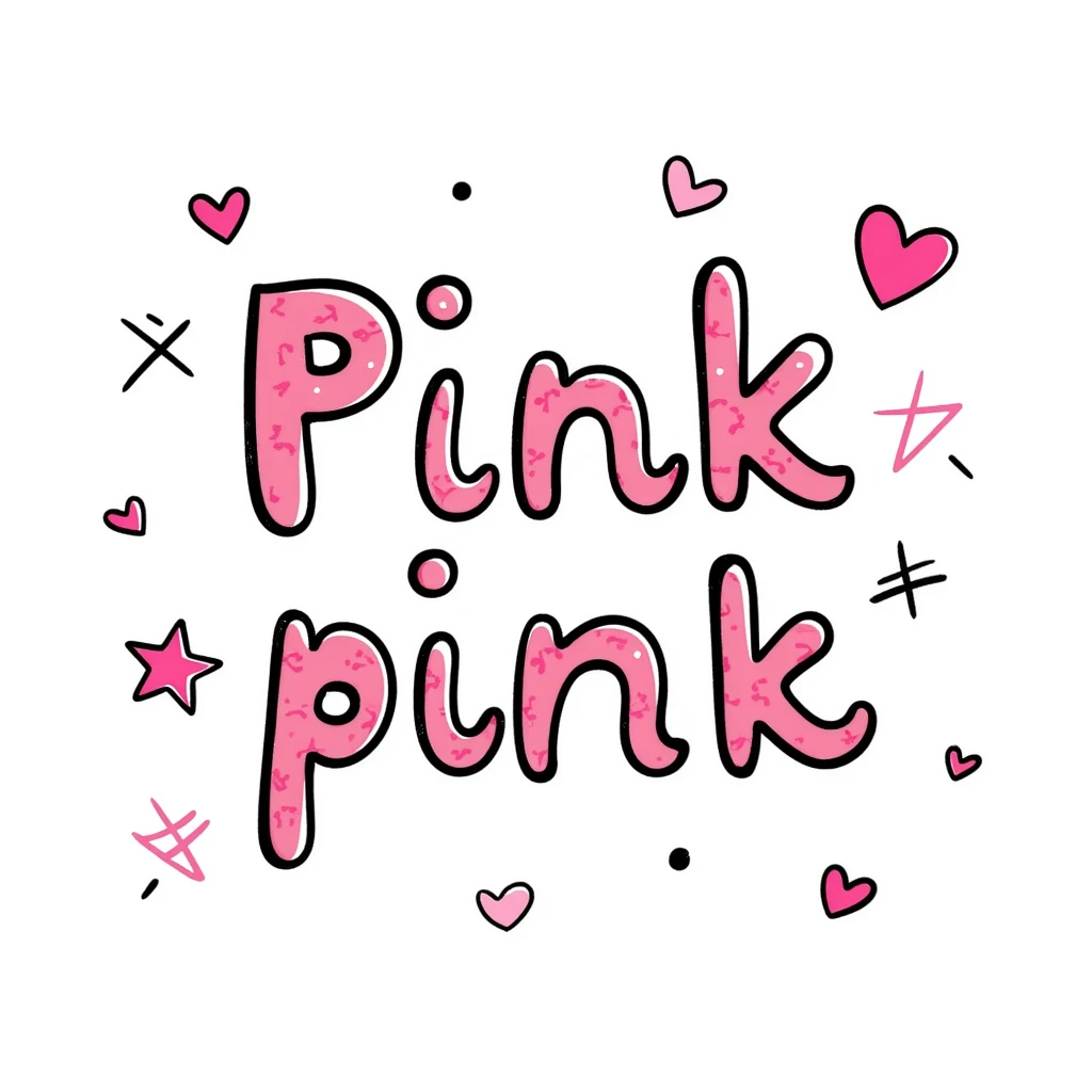the phrase 'Pink pink' in a playful and creative hand drawn doodle style with text emoji