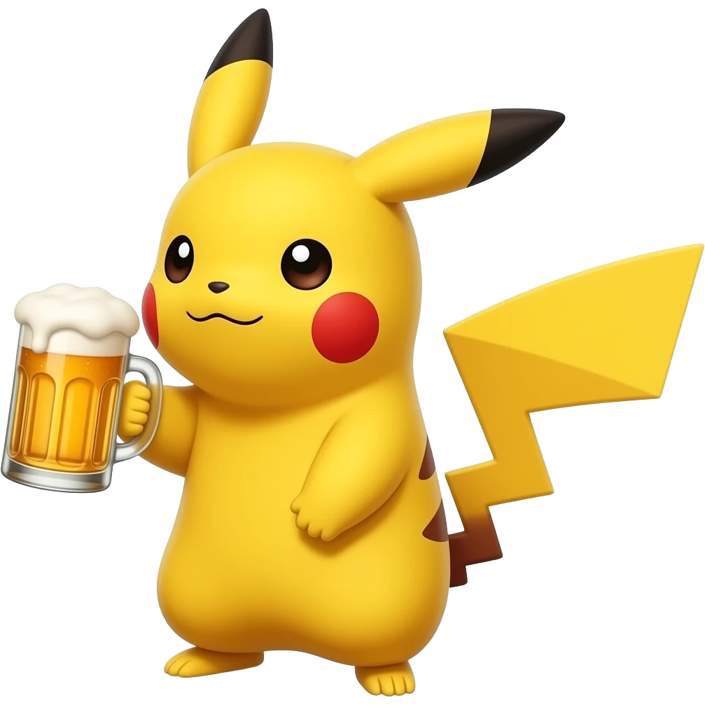 Pikachu drink a beer emoji