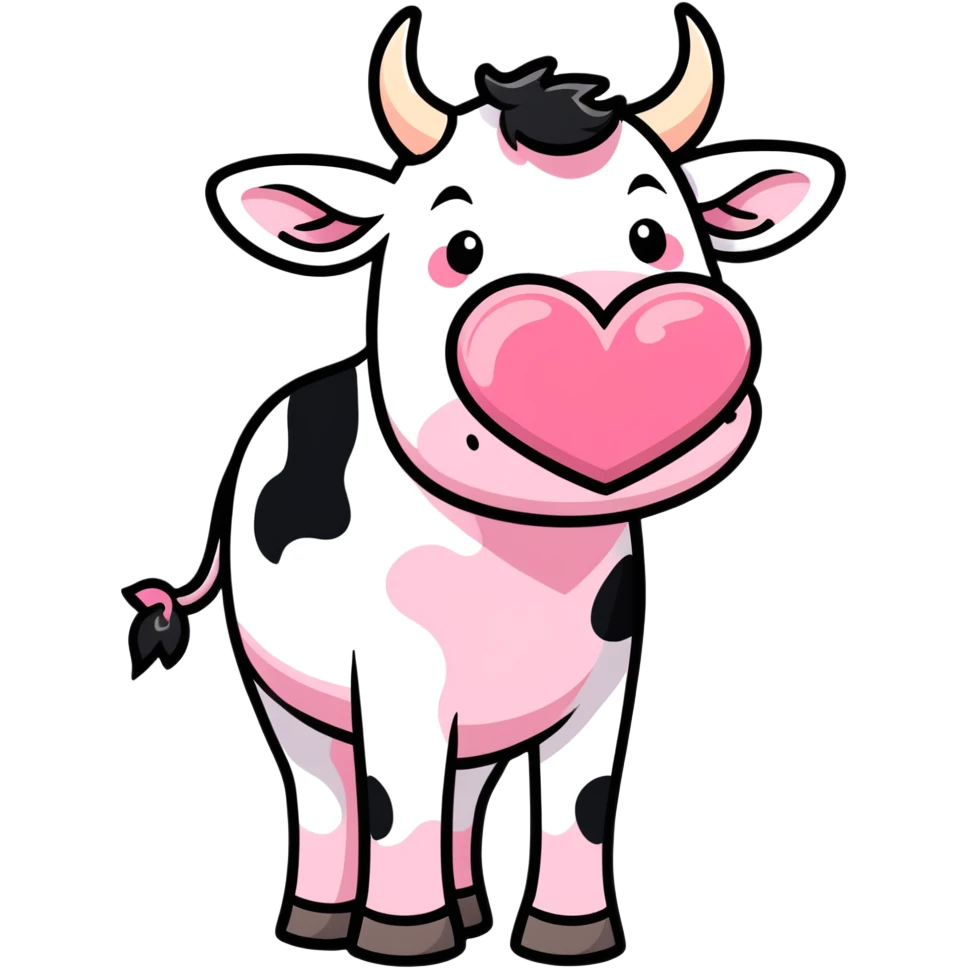 Pink and white cow heart emoji