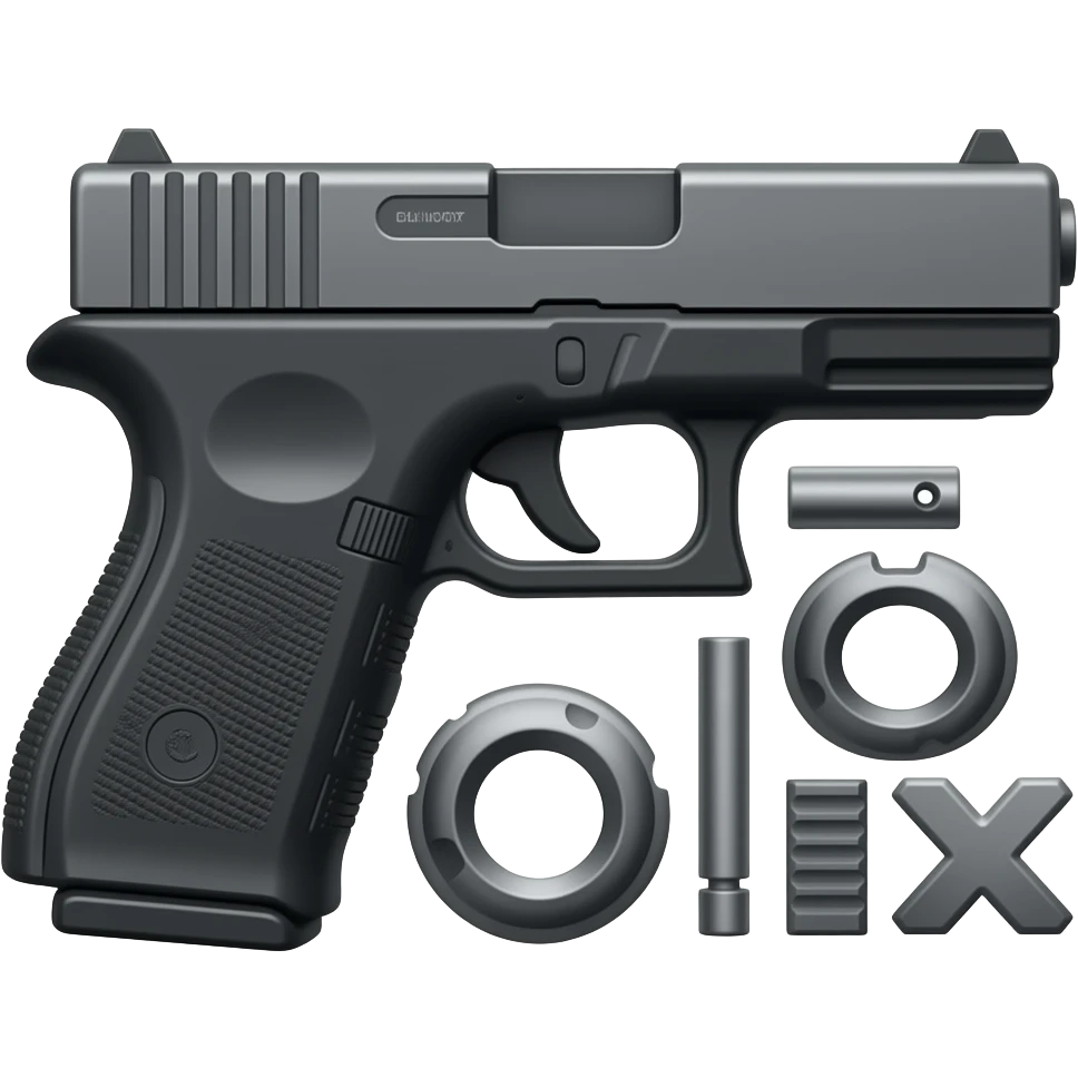 Gun (pistol [glock]) emoji barrel facing right side emoji