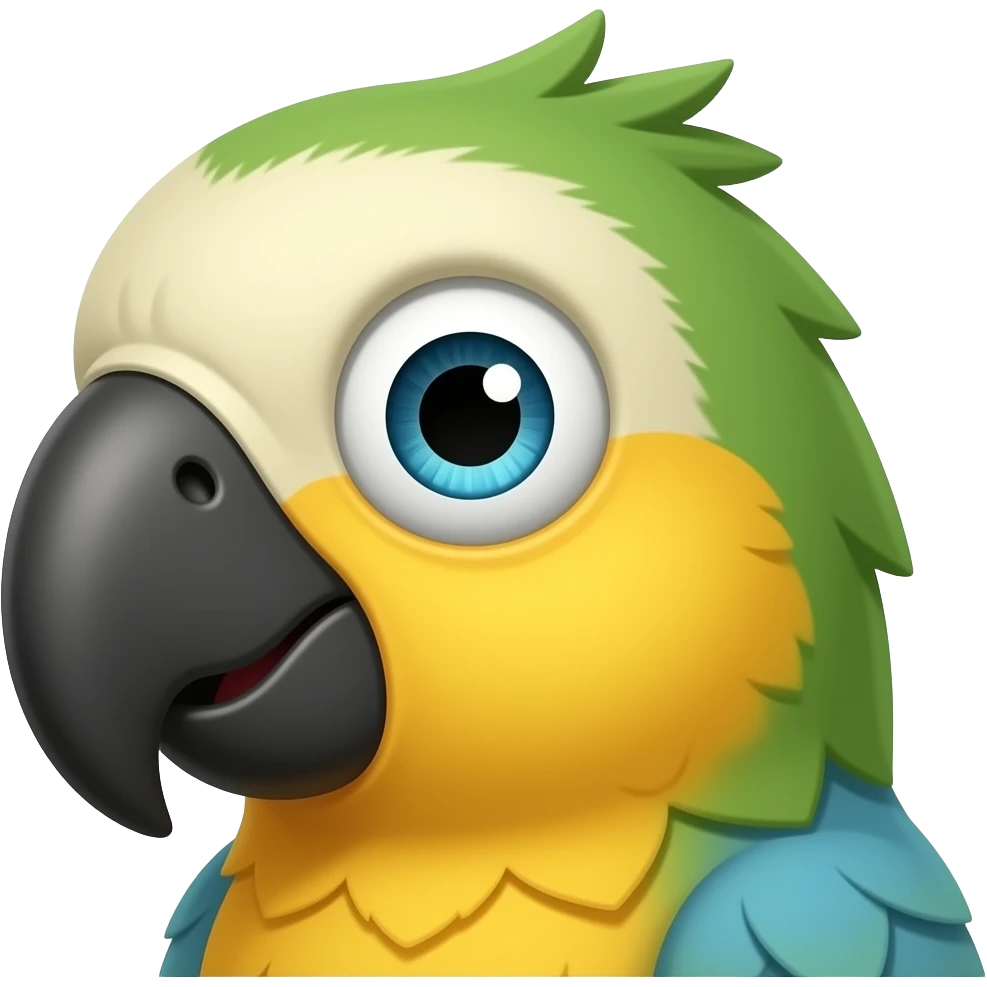 a parrot with expression of disgust and eyed rolled emoji