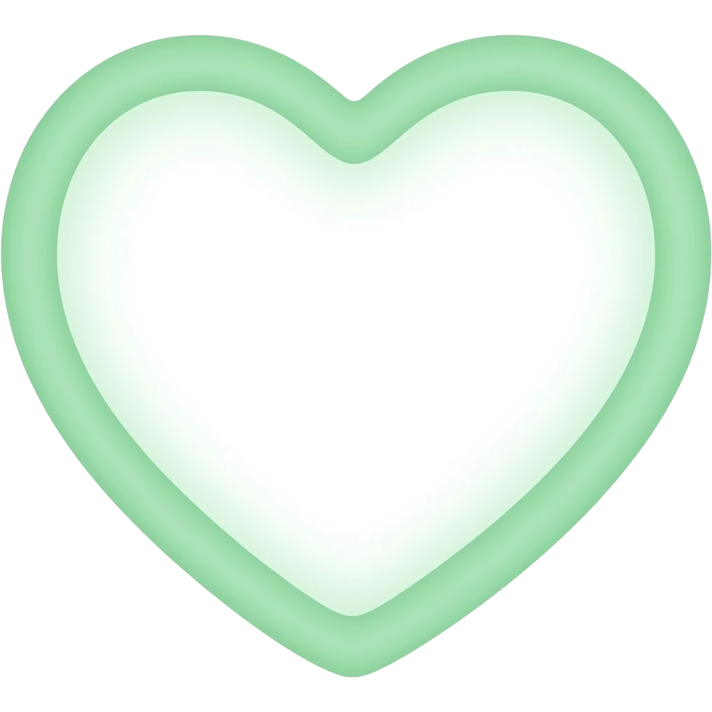 one light pastel green colored glowing heart ouline emoji