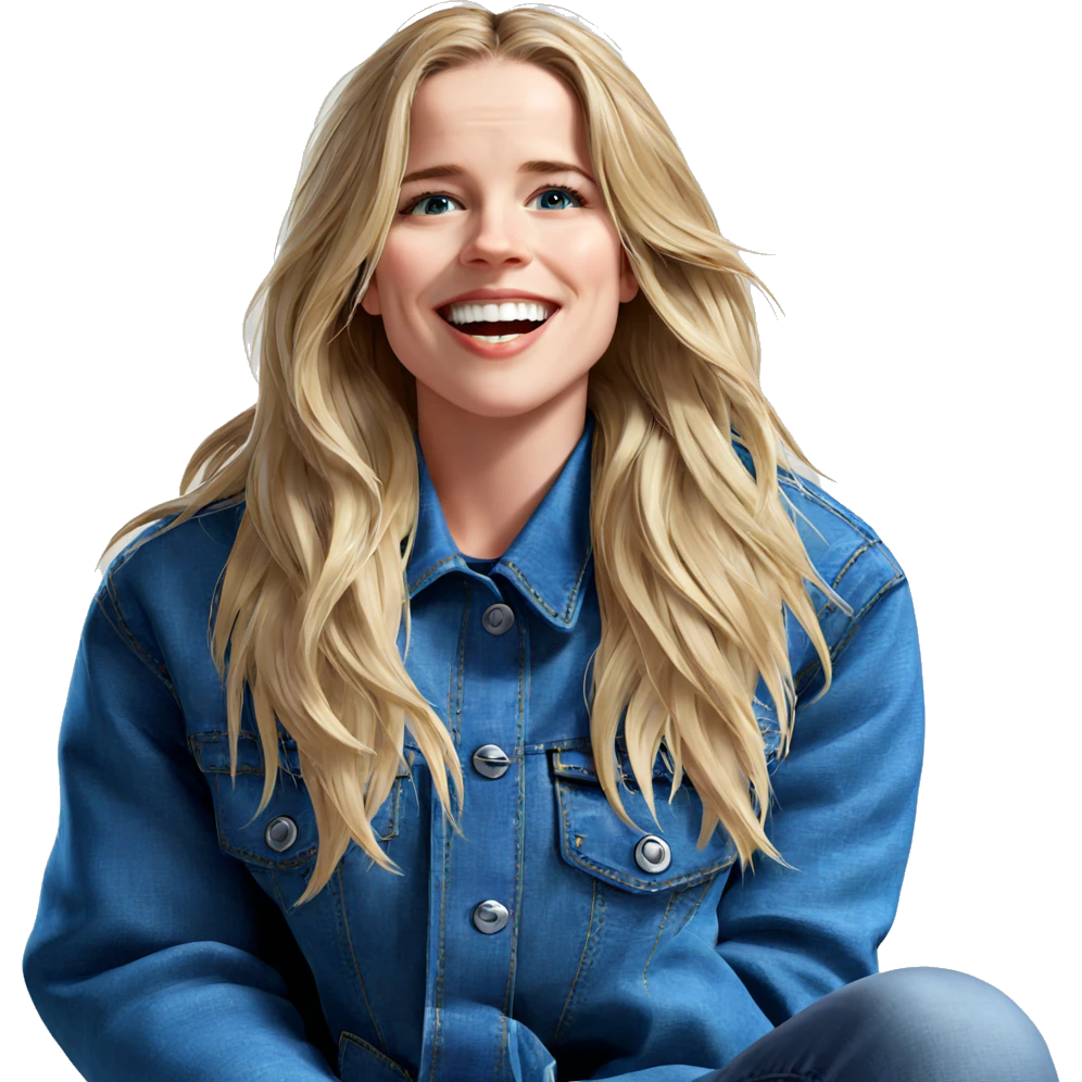 blonde girl in denim jacket emoji