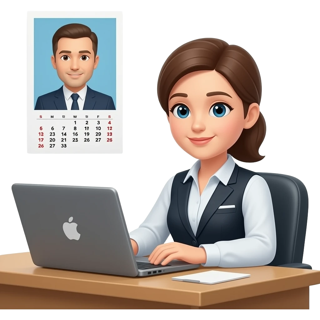 employee with a computer and calendar emoji