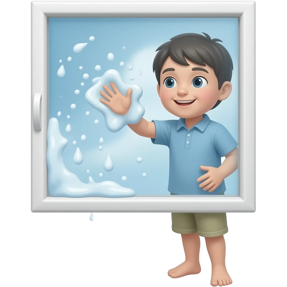 a kid washing the window emoji
