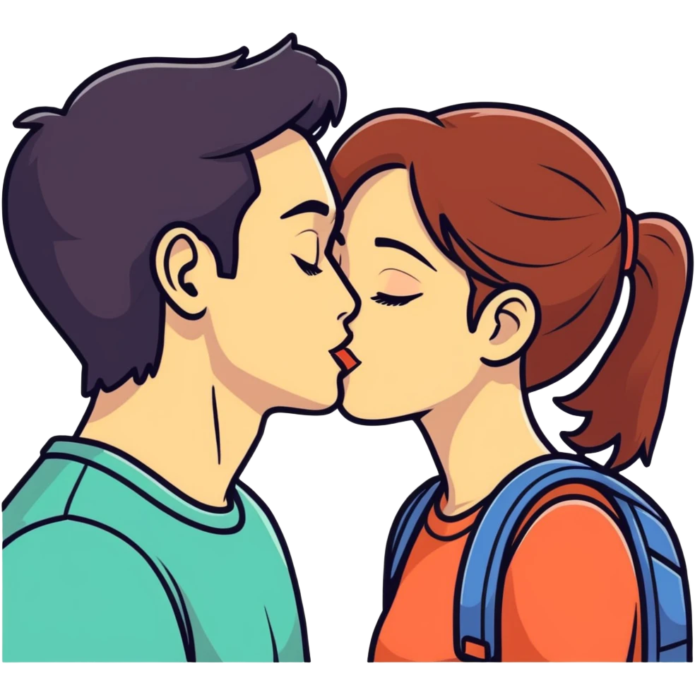 Man kiss a girl emoji