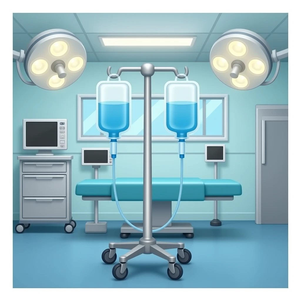Surgical IV line bag on the IV stand in the Surgery Room emoji