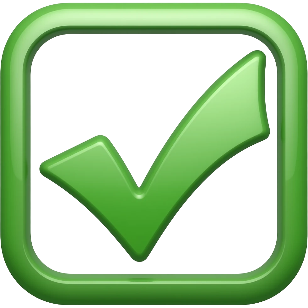 Checkmark over Minecraft logo emoji