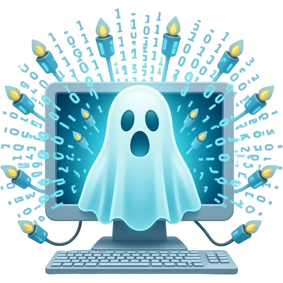 ghost coming out of a computer emoji