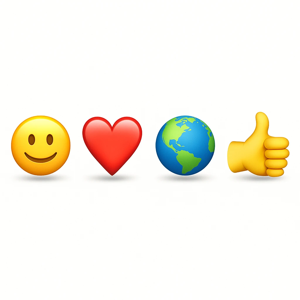 make four emojis on white background with good amount of shadow  emoji