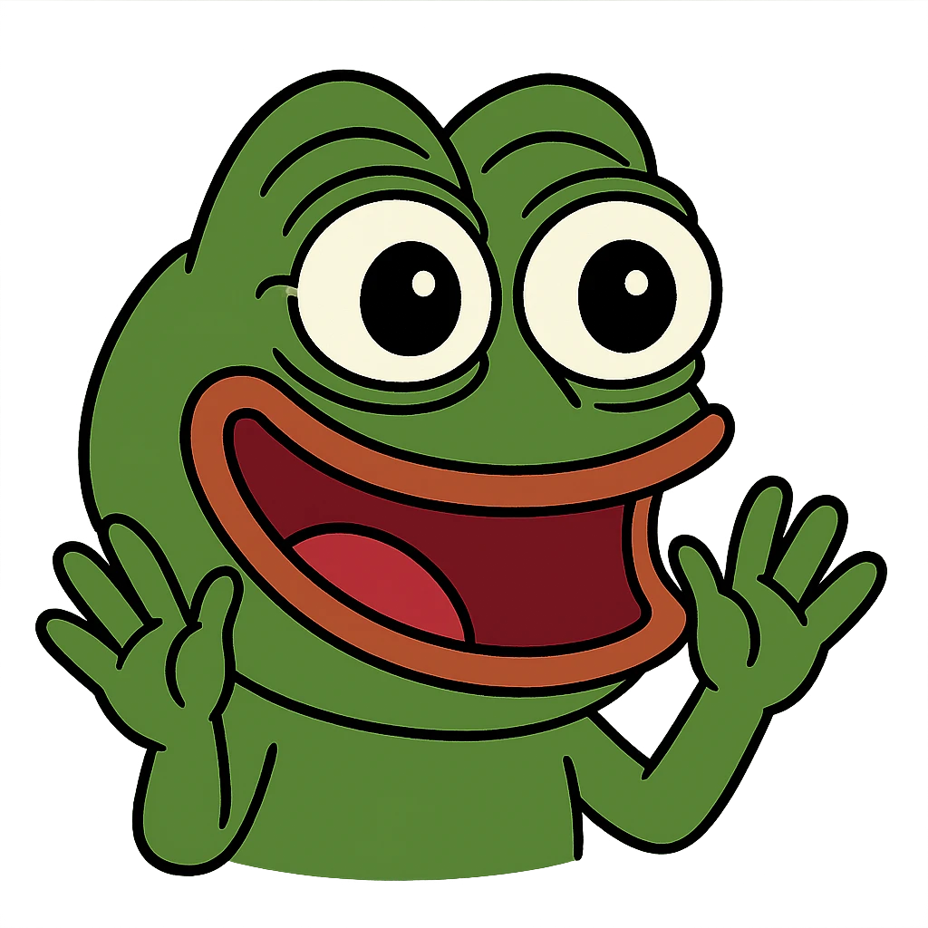 pepe the frog with an excited expression emoji
