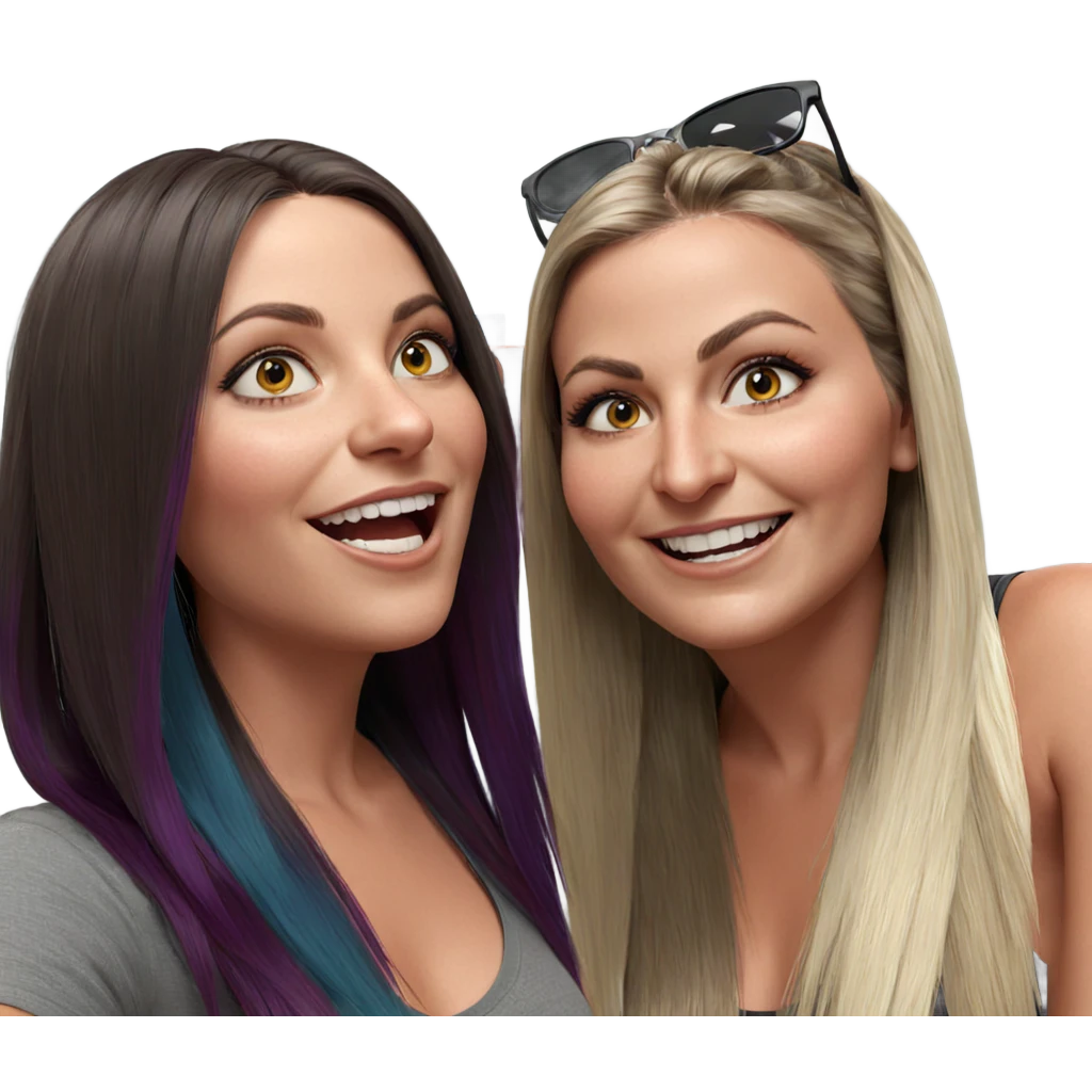 girls with multicolored hairstyles emoji