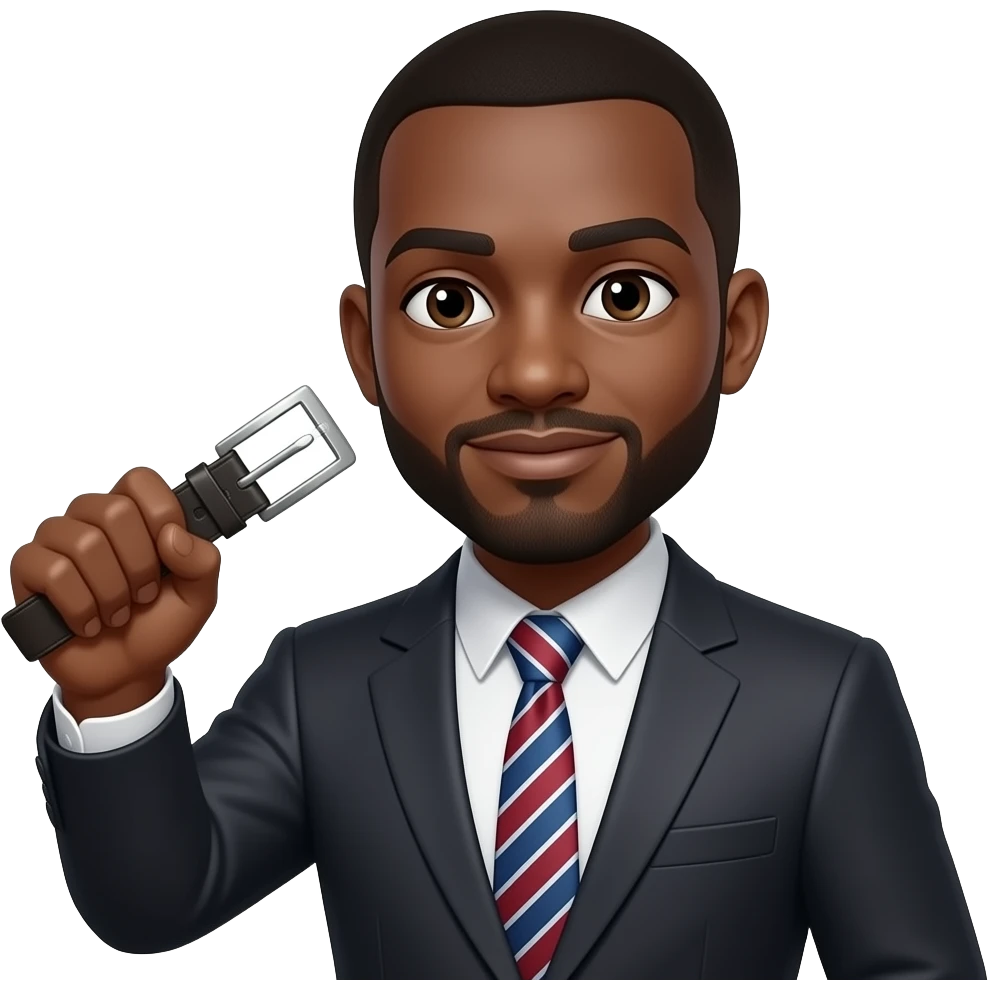 Black dude with a belt in his hand emoji