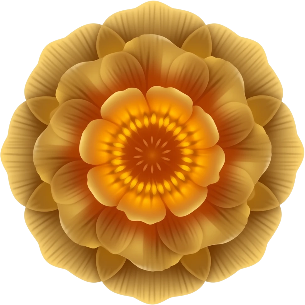 bioluminescent, detailed golden flower emoji