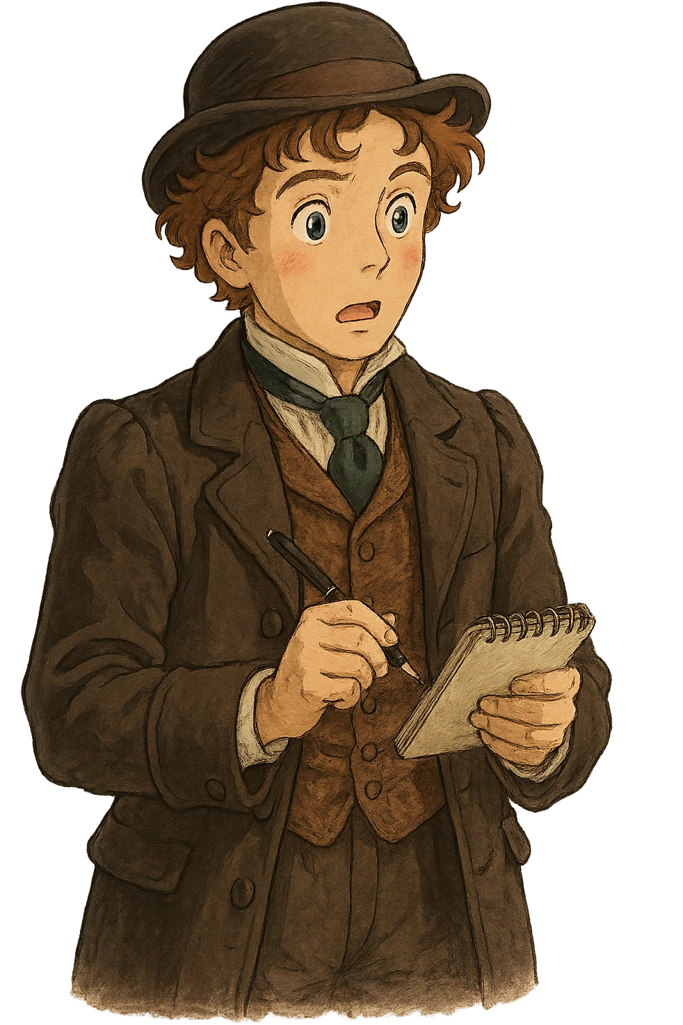 victorian journalist with a notebook and pen emoji