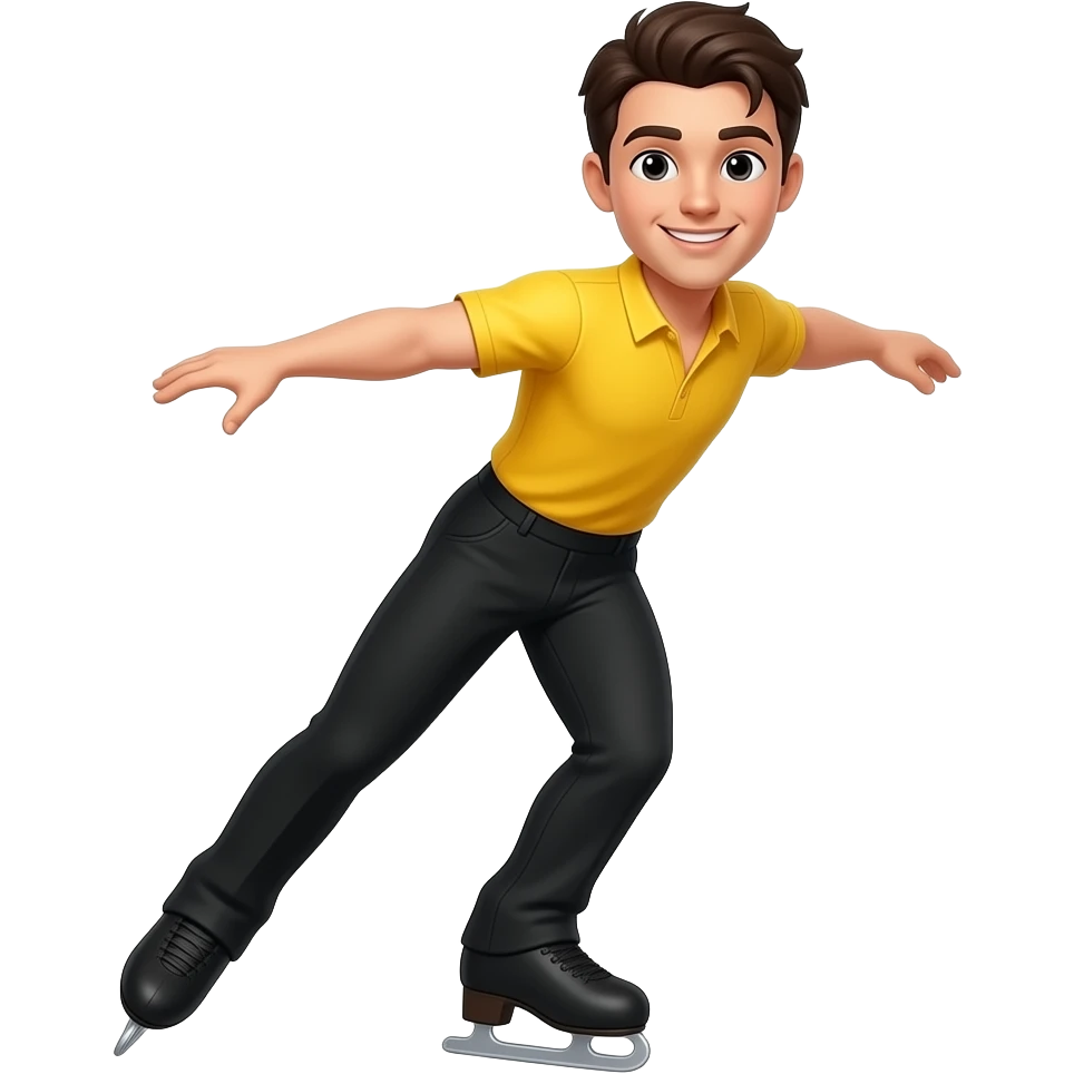 male olympic figure skater yellow shirt full-length emoji