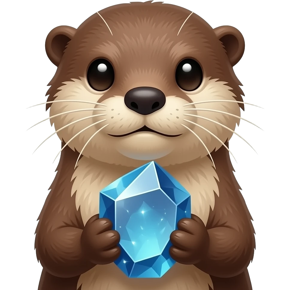 otter holding big Magical Stone front facing closeup emoji