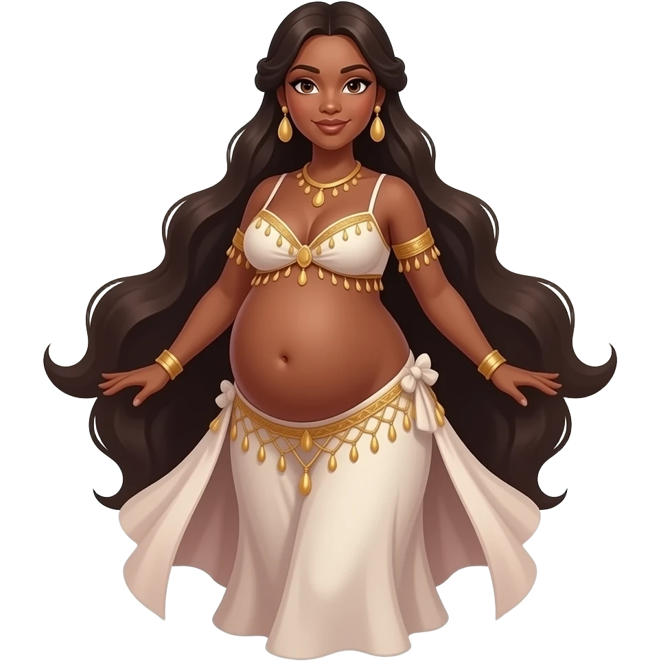 a belly dancer dark skinned, Rounded Belly emoji
