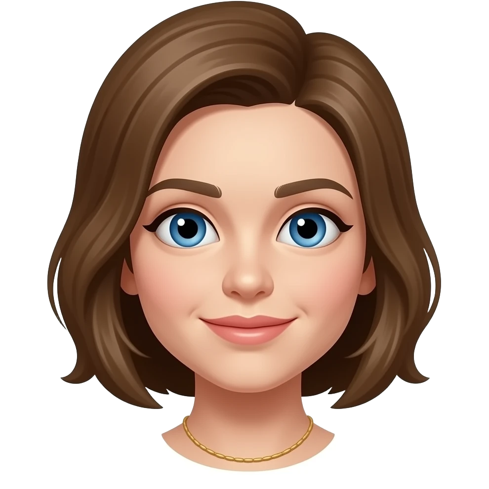 Omit the necklace and change the eye color to blue emoji