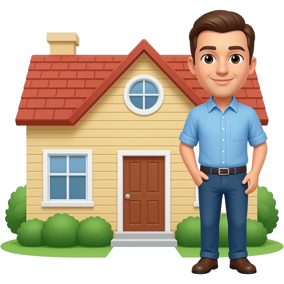 bienes y raices un hombre y una casa emoji