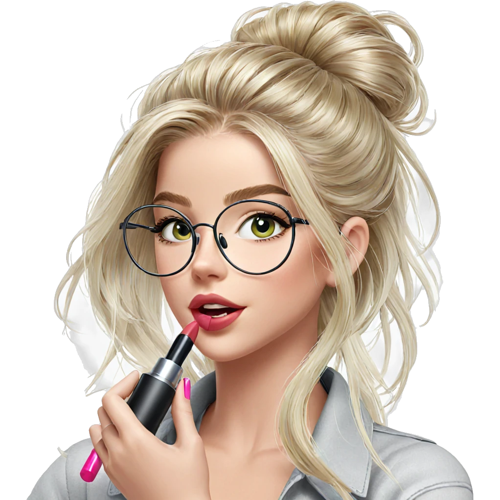 blonde girl applying lipstick emoji