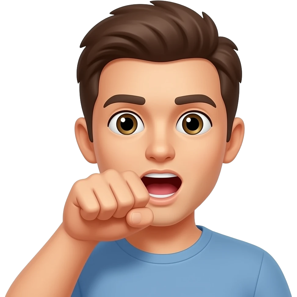 emoji fist close to mouth and mouth open emoji