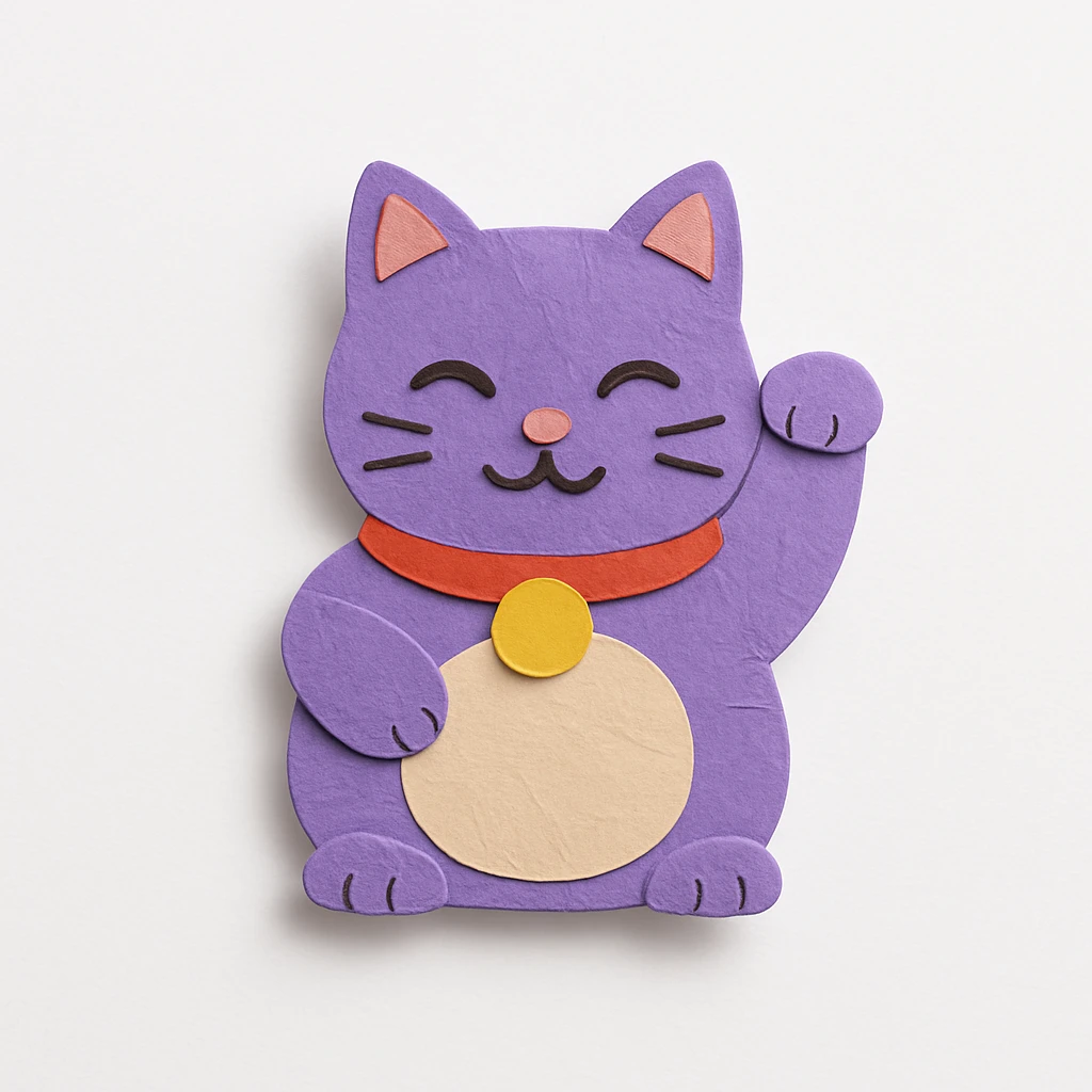purple chinese lucky cat emoji