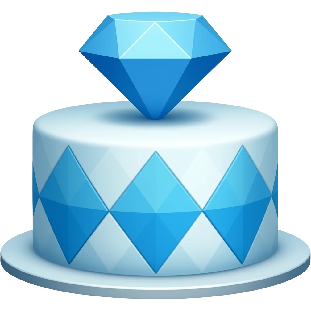 A blue diamond themed cake emoji