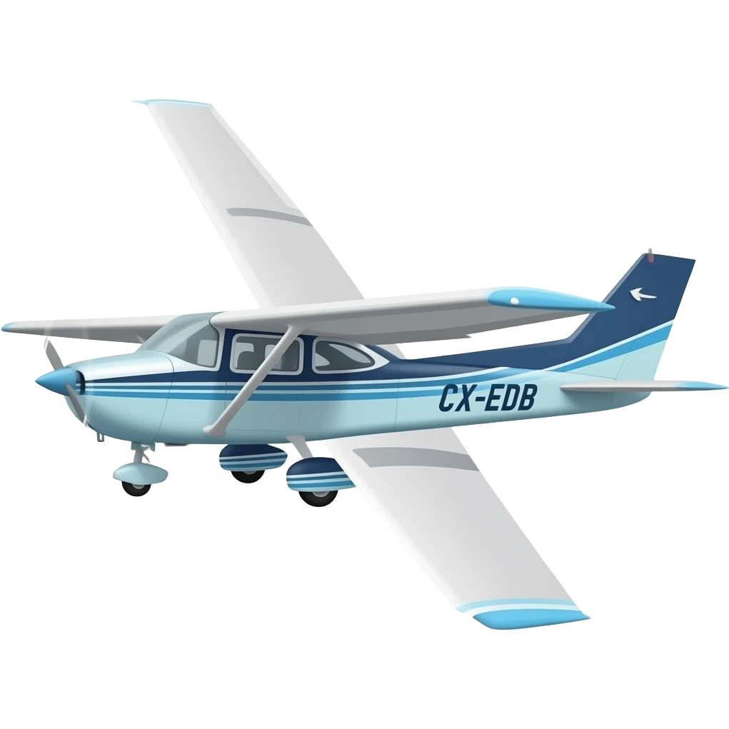 cessna 172 matrícula CX- EDB(en letras negras) azul oscuro y celeste emoji