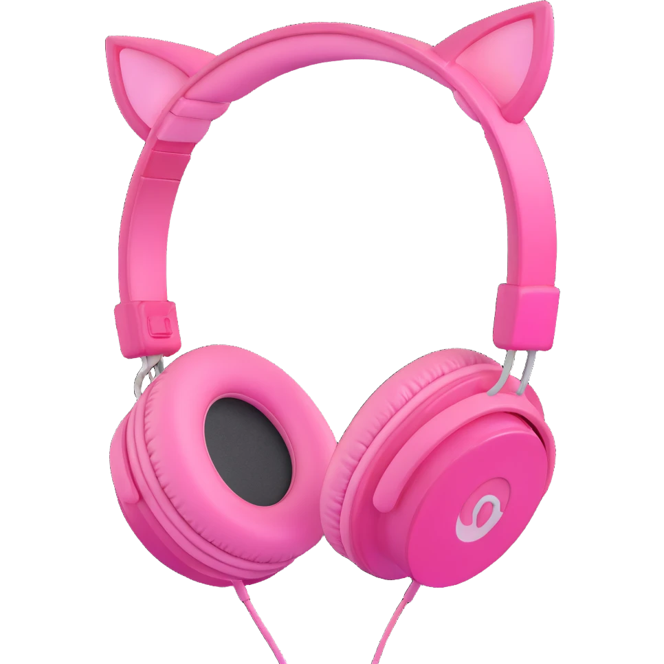 pink headphones with pink cat ears emoji