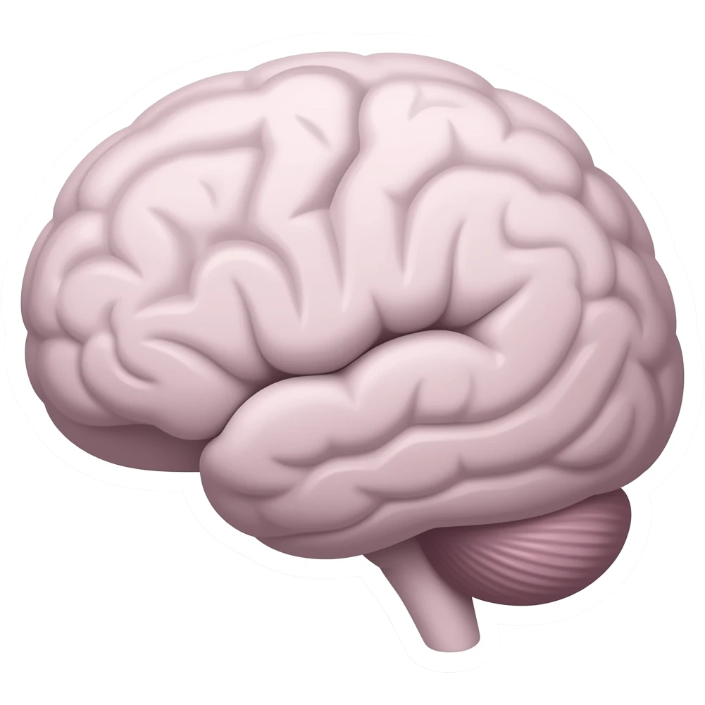 Мозг - Нарисованный Стикер-дизайн, пастельные цвета, округлые формы, без глаз и ртов emoji
