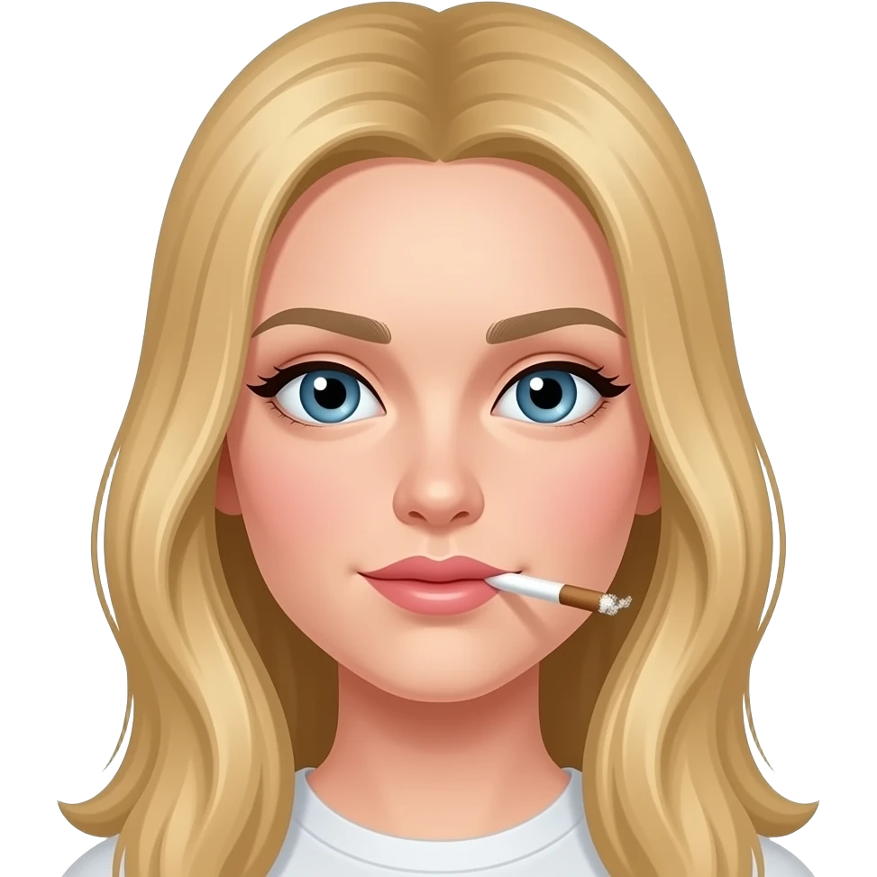 Blonde girl with cocaine under and around nose emoji
