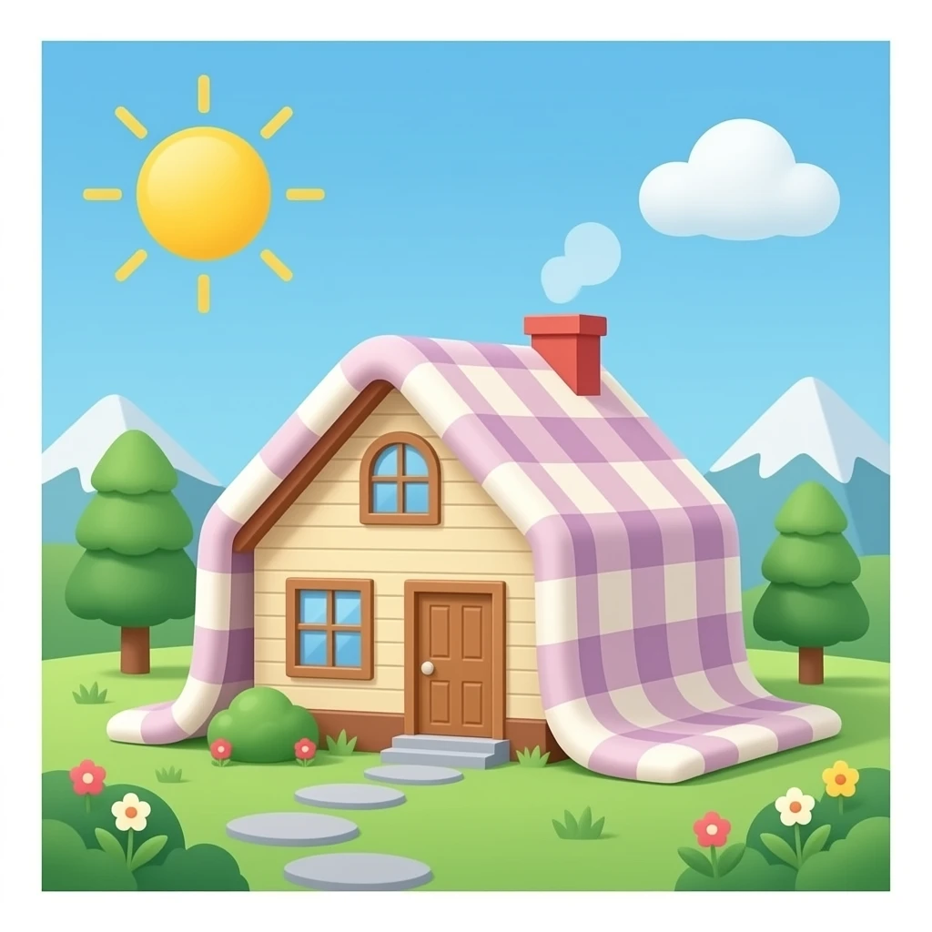 house wrapped in blanket emoji