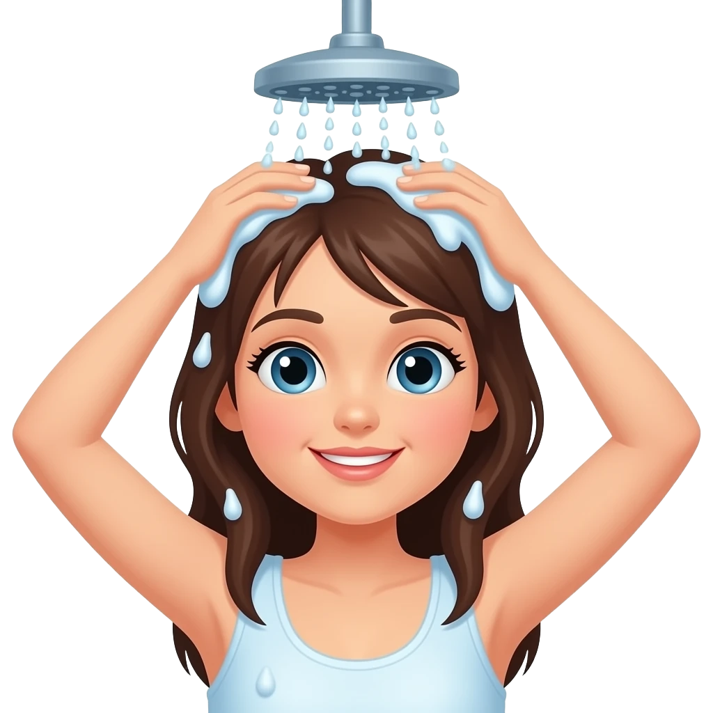 girl washing hair standing in shower emoji
