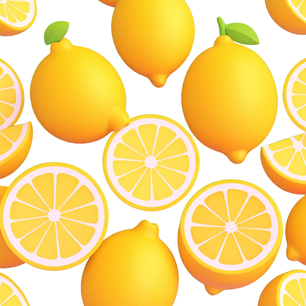 3D emoji style, realistic and lively citrus lemon icon without eyes, nose, or mouth, no background emoji