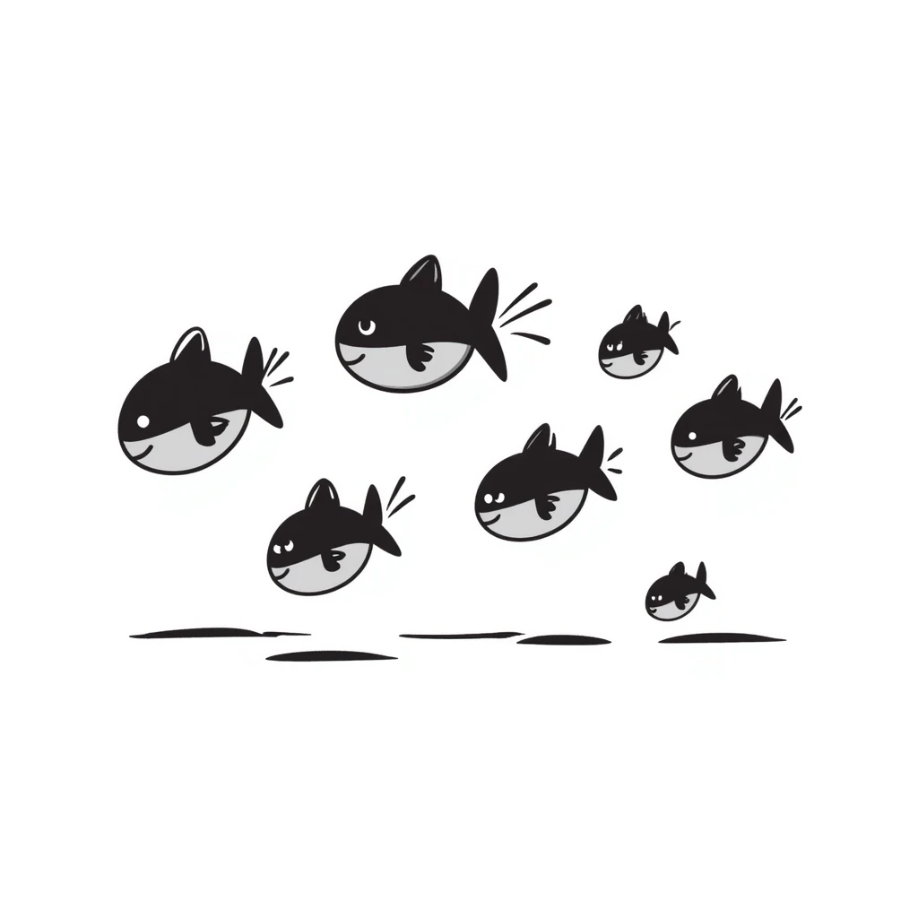 a colony of sad fish swimming away emoji