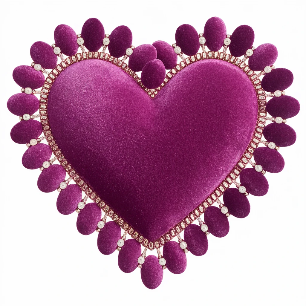 heart with a velvet flocked center emoji