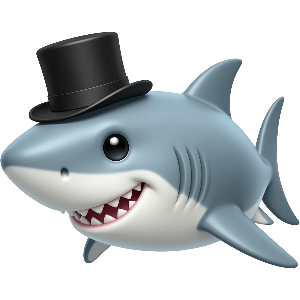 Shark with a top hat emoji