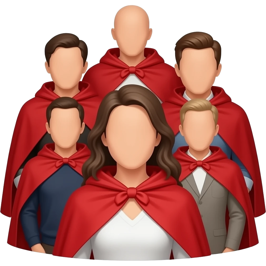 people with red cape no hat emoji