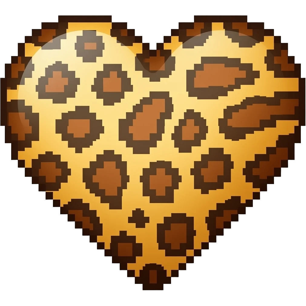 pixelated leopard print heart emoji